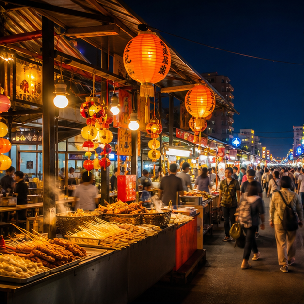 羅東夜市攤位燈火(示意圖)